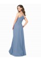 Bleu poussiéreux Trapèze Col V Mousseline Longue Robes demoiselle d'honneur en Gros