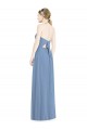 Bleu poussiéreux Trapèze Licou Mousseline Longue Robes demoiselle d'honneur en Gros