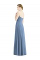 Bleu poussiéreux Trapèze Mousseline Longue Robes demoiselle d'honneur en Gros