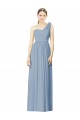 Bleu poussiéreux Trapèze Mousseline Longue Robes demoiselle d'honneur en Gros