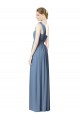 Bleu poussiéreux Trapèze Mousseline Longue Robes demoiselle d'honneur en Gros