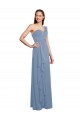Bleu poussiéreux Trapèze Mousseline Longue Robes demoiselle d'honneur en Gros