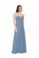 Bleu poussiéreux Trapèze Mousseline Longue Robes demoiselle d'honneur en Gros