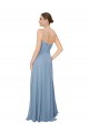 Bleu poussiéreux Trapèze Sans bretelle Mousseline Longue Robes demoiselle d'honneur en Gros