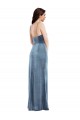 Bleu poussiéreux Trompette Bretelles spaghetti Velours Stretch Longue Formelles Robes demoiselle d'honneur / Robes de soirée / Robes de bal en Gros