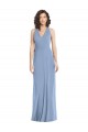 Bleu poussiéreux Trompette Licou Col V Mousseline Longue Formelles Robes demoiselle d'honneur / Robes de soirée en Gros