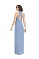 Bleu poussiéreux Trompette Licou Col V Mousseline Longue Formelles Robes demoiselle d'honneur / Robes de soirée en Gros