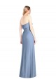 Bleu poussiéreux Trompette Sans bretelle Mousseline Longue Robes demoiselle d'honneur en Gros