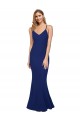 Bleu roi Fourreau Col V Crêpe Stretch Longue Formelles Robes demoiselle d'honneur / Robes de soirée / Robes de bal en Gros