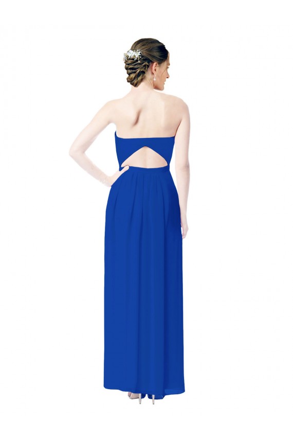 Bleu roi Fourreau Mousseline Longue Robes demoiselle d'honneur en Gros