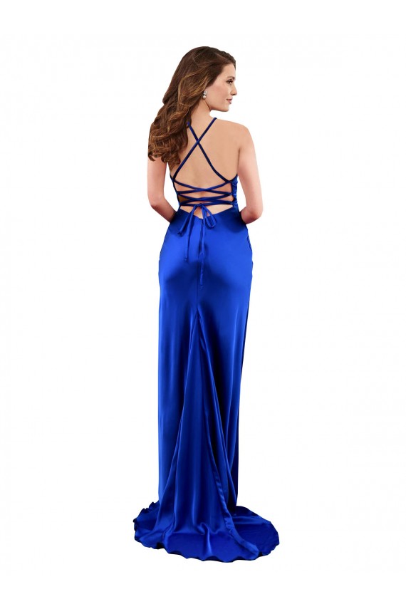 Bleu roi Fourreau Satiné Soyeux Longue Formelles Robes demoiselle d'honneur / Robes de soirée / Robes de bal en Gros