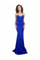 Bleu roi Sirène Col Haut Crêpe Stretch Longue Formelles Robes demoiselle d'honneur / Robes de soirée / Robes de bal en Gros
