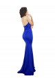 Bleu roi Sirène Col Haut Crêpe Stretch Longue Formelles Robes demoiselle d'honneur / Robes de soirée / Robes de bal en Gros