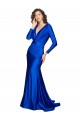 Bleu roi Sirène Col V Satiné Soyeux Longue Formelles Robes demoiselle d'honneur / Robes de soirée / Robes de bal en Gros
