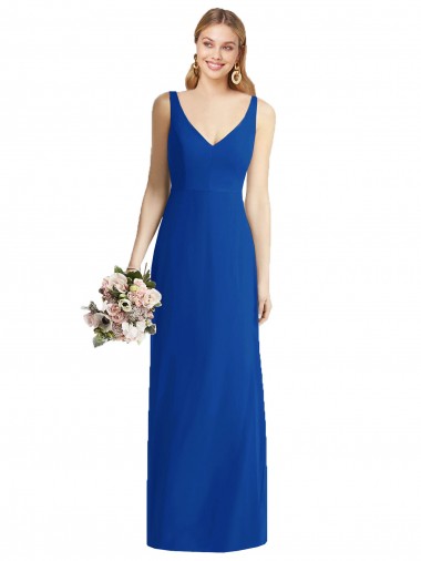 Bleu roi Sirène Sans bretelle Mousseline Longue Robes demoiselle d'honneur en Gros