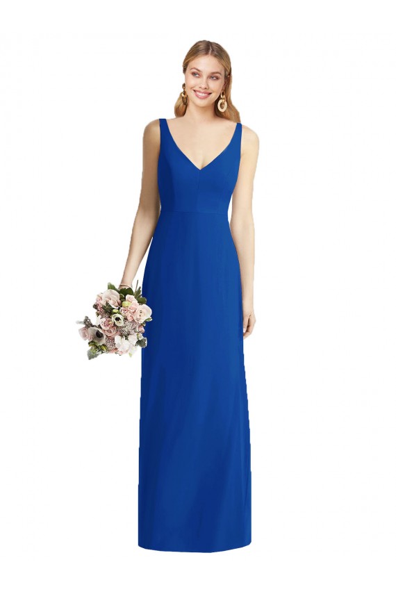 Bleu roi Sirène Sans bretelle Mousseline Longue Robes demoiselle d'honneur en Gros