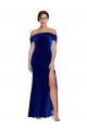 Bleu roi Sirène Épaule Dénudée Velours Stretch Longue Formelles Robes demoiselle d'honneur / Robes de soirée / Robes de bal en Gros
