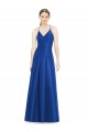 Bleu roi Trapèze Bretelles spaghetti Col V Satiné Longue Robes demoiselle d'honneur en Gros