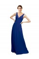 Bleu roi Trapèze Col V Mousseline Longue Robes demoiselle d'honneur en Gros
