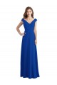 Bleu roi Trapèze Col V Mousseline Longue Robes demoiselle d'honneur en Gros