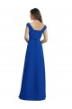 Bleu roi Trapèze Col V Mousseline Longue Robes demoiselle d'honneur en Gros