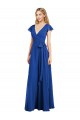 Bleu roi Trapèze Col V Mousseline Longue Robes demoiselle d'honneur en Gros