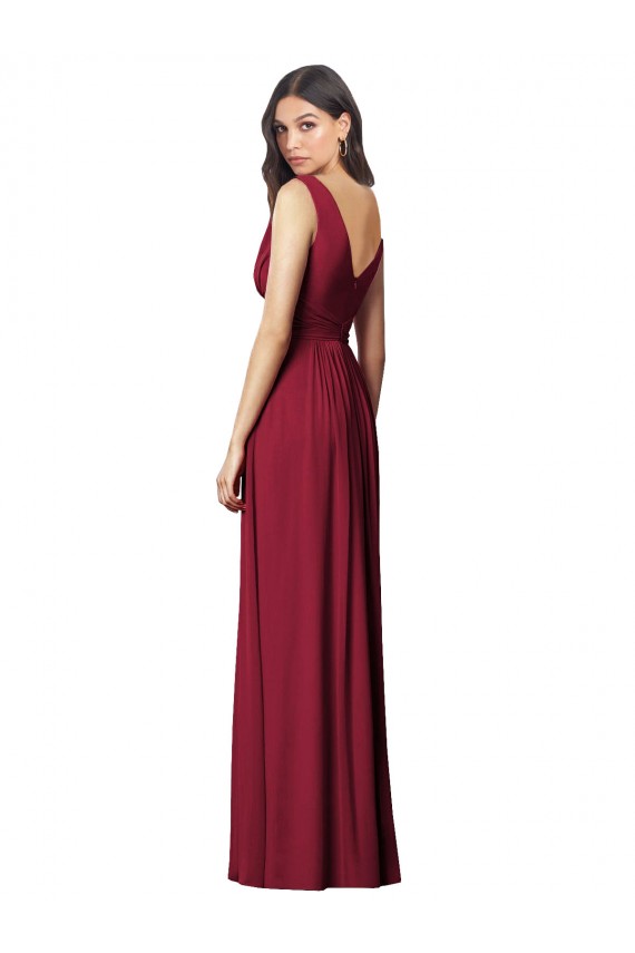 Bleu roi Trapèze Col V Mousseline Longue Robes demoiselle d'honneur en Gros