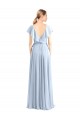Bleu roi Trapèze Col V Mousseline Longue Robes demoiselle d'honneur en Gros