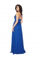 Bleu roi Trapèze Col V Mousseline Longue Robes demoiselle d'honneur en Gros