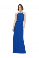 Bleu roi Trapèze Col bijou Mousseline Longue Robes demoiselle d'honneur en Gros
