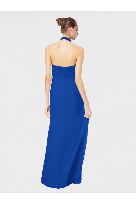 Bleu roi Trapèze Licou Mousseline Longue Robes demoiselle d'honneur en Gros