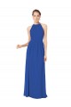 Bleu roi Trapèze Licou Mousseline Longue Robes demoiselle d'honneur en Gros