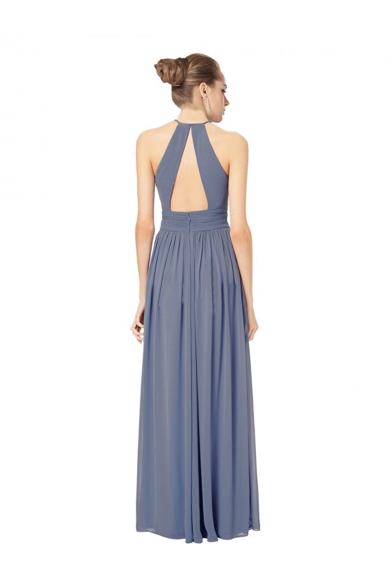 Bleu roi Trapèze Licou Mousseline Longue Robes demoiselle d'honneur en Gros