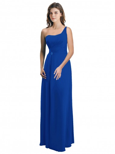 Bleu roi Trapèze Mousseline Longue Robes demoiselle d'honneur en Gros