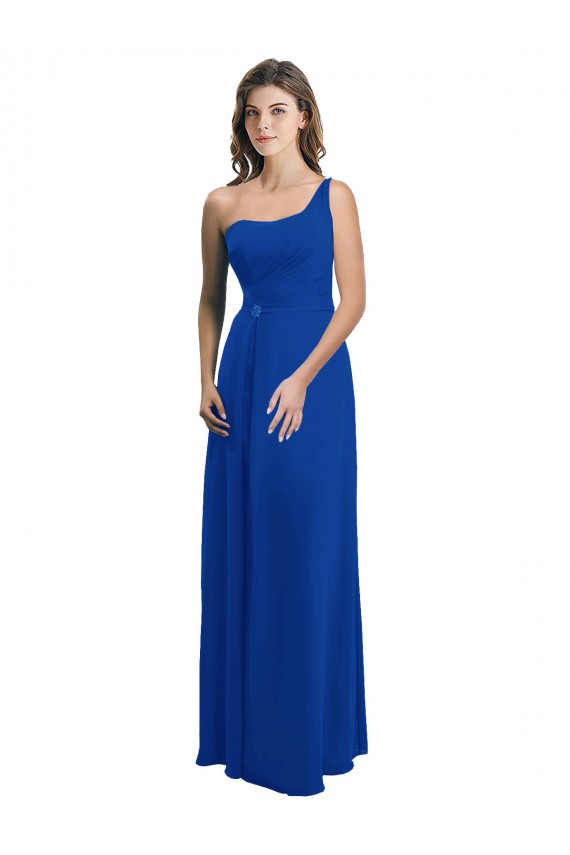 Bleu roi Trapèze Mousseline Longue Robes demoiselle d'honneur en Gros