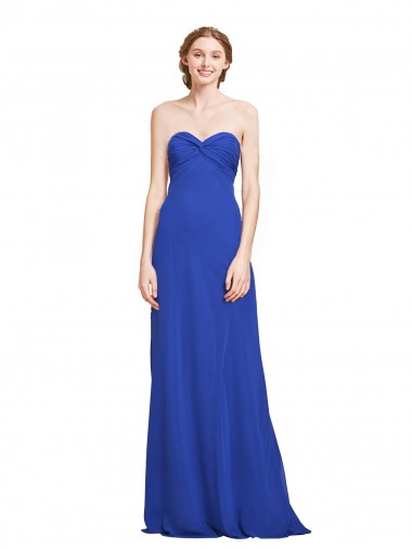 Bleu roi Trapèze Mousseline Longue Robes demoiselle d'honneur en Gros