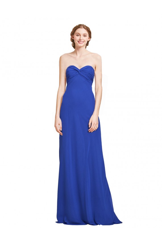 Bleu roi Trapèze Mousseline Longue Robes demoiselle d'honneur en Gros