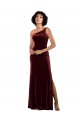 Bordeaux Colonne Velours Stretch Longue Formelles Robes demoiselle d'honneur / Robes de soirée / Robes de bal en Gros