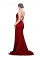Bordeaux Fourreau Bretelles spaghetti Balayage train Satiné Stretch Longue Formelles Robes demoiselle d'honneur / Robes de soirée / Robes de bal en Gros