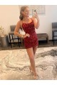 Bordeaux Fourreau Bretelles spaghetti Courte Paillettes Velours Courte Robes de bal en Gros