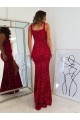Bordeaux Fourreau Col Carré Paillettes Velours Longue Robes de bal en Gros
