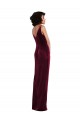Bordeaux Fourreau Col V Velours Stretch Longue Robes demoiselle d'honneur / Robes de bal en Gros