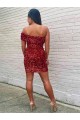 Bordeaux Fourreau Courte Paillettes Velours Courte Robes de bal en Gros