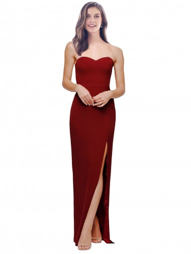 Bordeaux Fourreau Crêpe Stretch Longue Formelles Robes demoiselle d'honneur / Robes de soirée / Robes de bal en Gros
