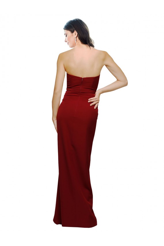 Bordeaux Fourreau Crêpe Stretch Longue Formelles Robes demoiselle d'honneur / Robes de soirée / Robes de bal en Gros