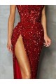 Bordeaux Fourreau Sans bretelle Paillettes Velours Longue Robes de bal en Gros