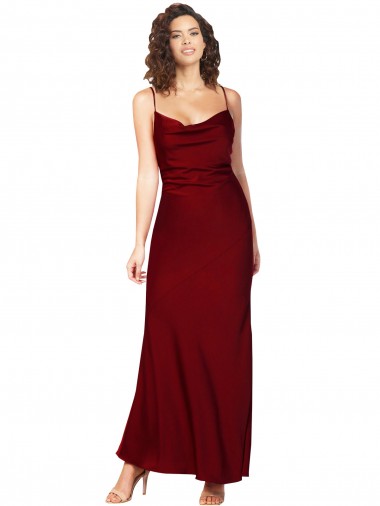 Bordeaux Fourreau Satiné Soyeux Longue Formelles Robes demoiselle d'honneur / Robes de soirée / Robes de bal en Gros