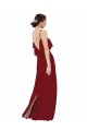 Bordeaux Fourreau Scoop Mousseline Longue Robes demoiselle d'honneur en Gros