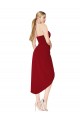 Bordeaux Sirène Col Haut Crêpe Stretch Courte Asymétrique Robes demoiselle d'honneur / Robes de soirée / Robes de cocktail en Gros