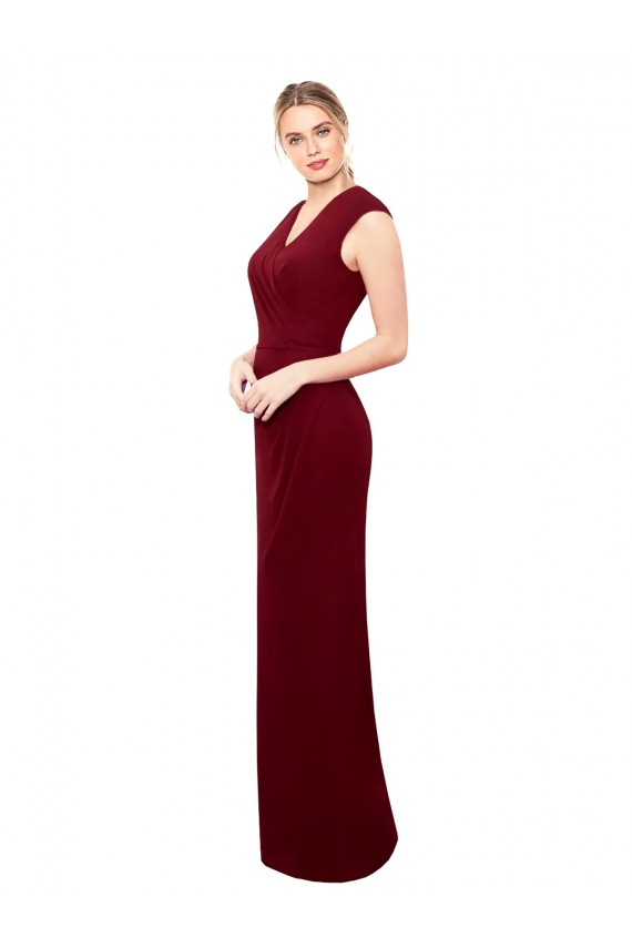 Bordeaux Sirène Col V Mousseline Longue Robes demoiselle d'honneur / Robes de bal en Gros
